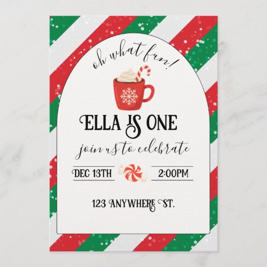 oh what fun! first birthday invitation einladung (Vorderseite)