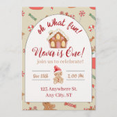 Oh what fun! first birthday invitation einladung (Vorderseite)