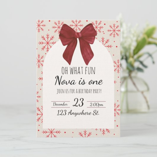 oh what fun! first birthday invitation einladung (Stehend Vorderseite)