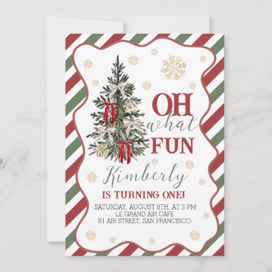 Oh What Fun First Birthday Invite Einladung (Vorderseite)