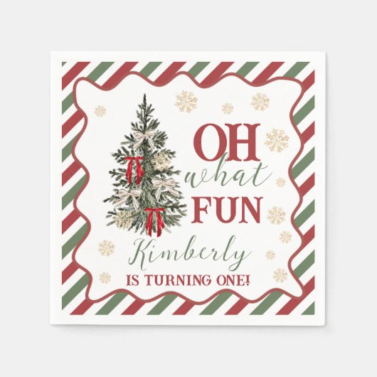 Oh What Fun First Birthday Napkin Serviette (Vorderseite)