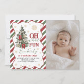 Oh What Fun First Birthday Photo Invite Einladung (Vorderseite)
