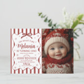 Oh What Fun First Birthday Photo Invite Einladung (Stehend Vorderseite)