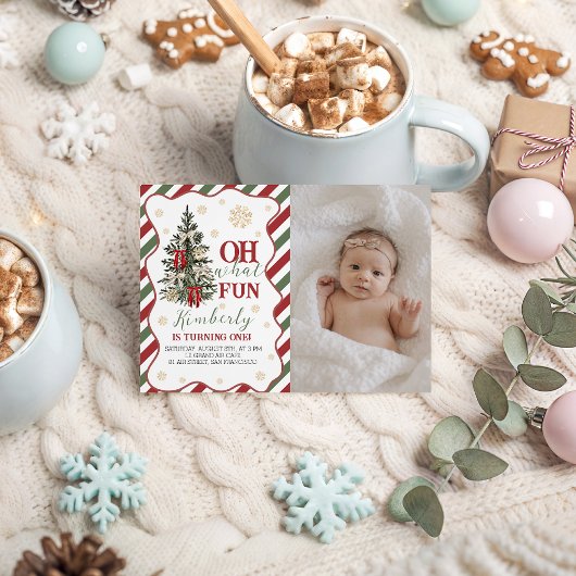 Oh What Fun First Birthday Photo Invite Einladung