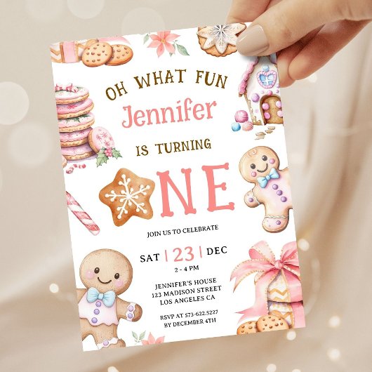 Oh What Fun | Gingerbread 1st Birthday Girl Einladung