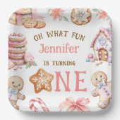 Oh What Fun Gingerbread 1st Birthday Girl Pappteller (Vorderseite)