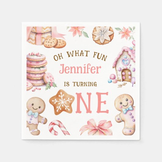 Oh What Fun Gingerbread 1st Birthday Paper Serviette (Vorderseite)