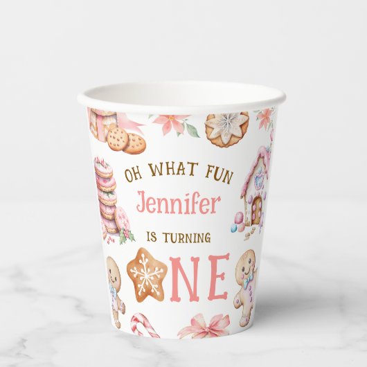 Oh What Fun Gingerbread 1st Birthday Pappbecher (Vorderseite)