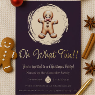 Oh What Fun Gingerbread Man Holiday Party Lila Folieneinladung