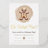 Oh What Fun Gingerbread Man Holiday Party | Weiß Folieneinladung (Vorderseite)