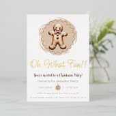 Oh What Fun Gingerbread Man Holiday Party | Weiß Folieneinladung (Stehend vorne)