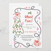 Oh what fun Hand Drawn Christmas Einladung (Vorne/Hinten)