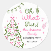 Oh What Fun Hand Drawn Christmas Holiday Party Runder Aufkleber (Vorderseite)