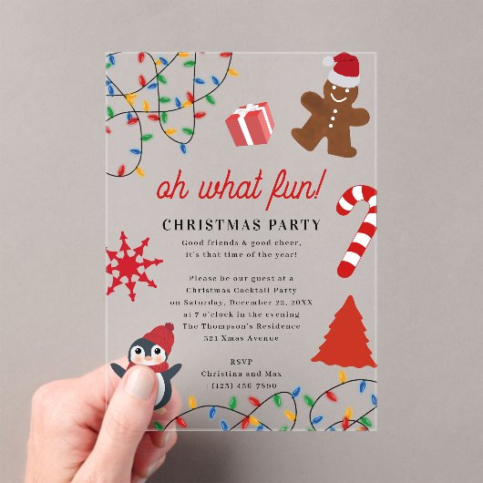 Oh What Fun! Holiday Kids Christmas Party Acryleinladungen (Insitu (Handheld))