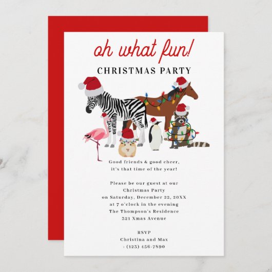 Oh What Fun! Holiday Kids Funny Christmas Party Einladung (Vorne/Hinten)