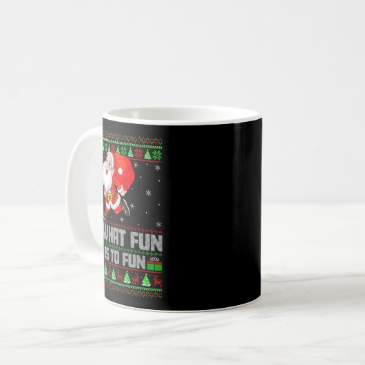 Oh What Fun Is It To Run Funny Santa Running Ugly Kaffeetasse (Vorderseite Links)
