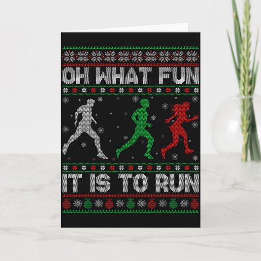 Oh What Fun Is It To Run Ugly Christmas Sweater Ru Karte (Vorderseite)