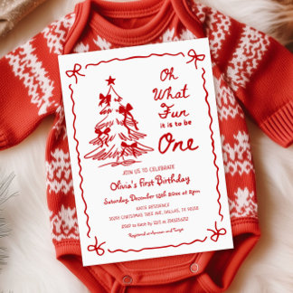 Oh What Fun It Is To Be One 1st Christmas Birthday Einladung