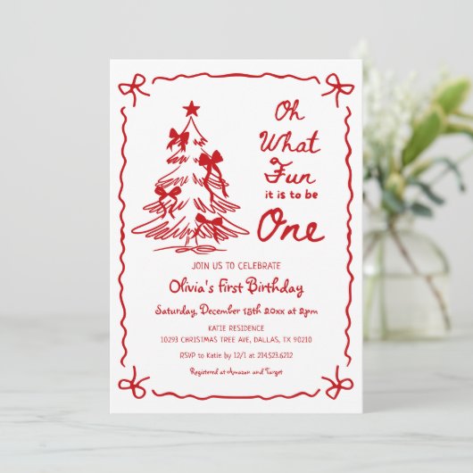 Oh What Fun It Is To Be One 1st Christmas Birthday Einladung (Stehend Vorderseite)