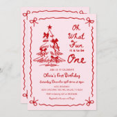 Oh What Fun It Is To Be One Christmas 1st Birthday Einladung (Vorne/Hinten)