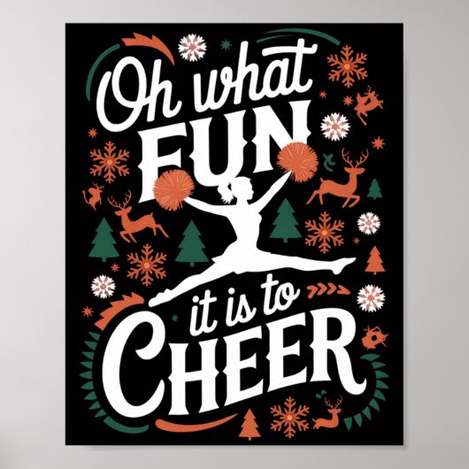 Oh What Fun It Is To Cheer Ugly Cheerleading Xmas Poster (Vorne)