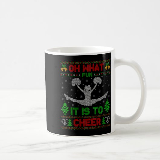 Oh What Fun It Is To Cheer Xmas Cheerleading Ugly Kaffeetasse (Rechts)