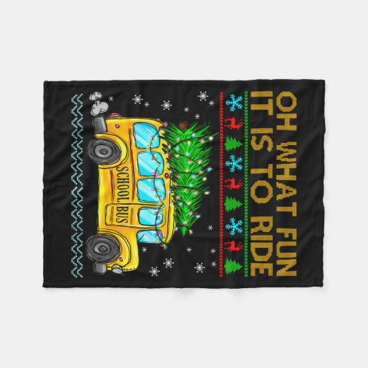 Oh What Fun It Is To Ride Funny Christmas School B Fleecedecke (Vorderseite (Horizontal))