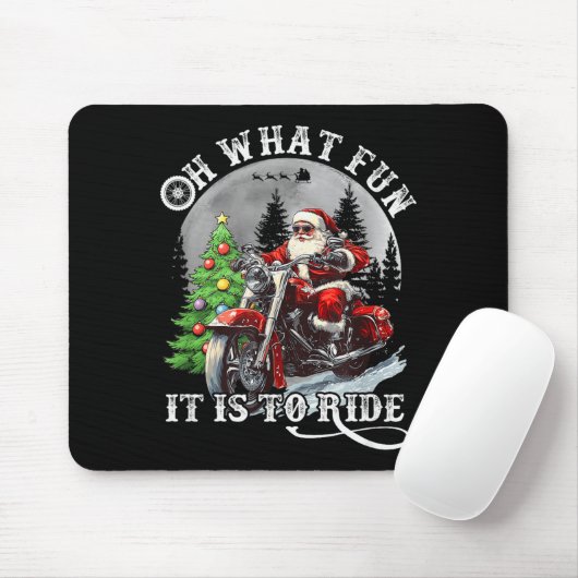 Oh What Fun It Is To Ride Funny Motorcycle Christm Mousepad (Mit Mouse)