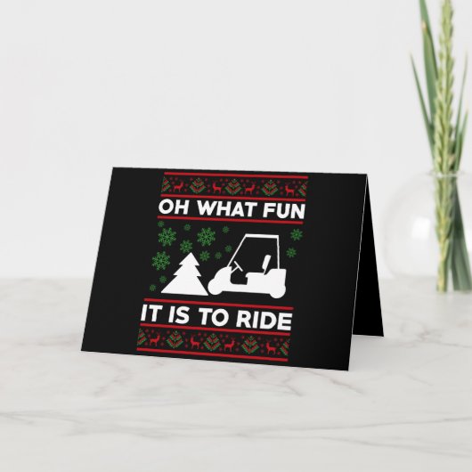 Oh What Fun It Is To Ride Golf Cart Christmas Dankeskarte (Vorderseite)