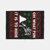 Oh What Fun It Is To Ride Horse Ugly Christmas Bab Fleecedecke (Vorderseite (Horizontal))