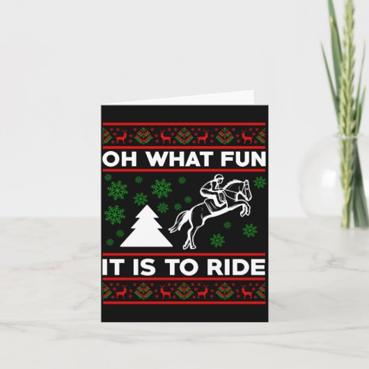 Oh What Fun It Is To Ride Horse Ugly Christmas Bab Karte (Vorderseite)