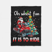 Oh What Fun It Is To Ride Snowmobile Santa Christm Fleecedecke (Vorderseite)