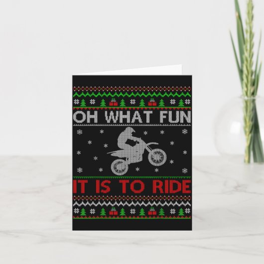 Oh What Fun It Is To Ride Xmas Ugly Motocross Chri Karte (Vorderseite)