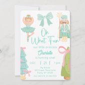 Oh What Fun Mint Nutcracker Birthday Einladung (Vorderseite)
