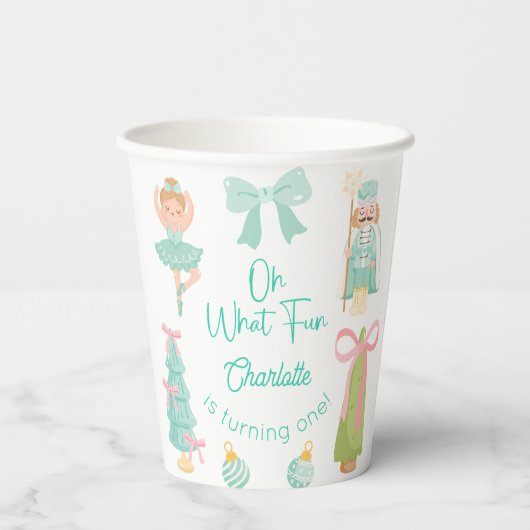 Oh What Fun Mint Nutcracker Birthday Pappbecher (Rückseite)