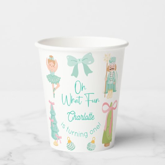 Oh What Fun Mint Nutcracker Birthday Pappbecher (Vorderseite)