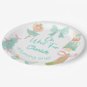 Oh What Fun Mint Nutcracker Birthday Pappteller (Schrägansicht)