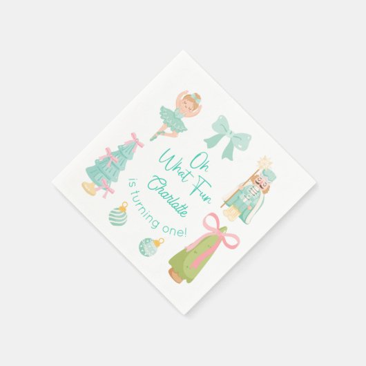 Oh What Fun Mint Nutcracker Birthday Serviette (Ecke)