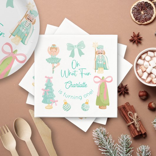 Oh What Fun Mint Nutcracker Birthday Serviette