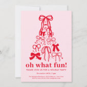 Oh What Fun Modern Pink Red Holiday Party Einladung (Vorderseite)