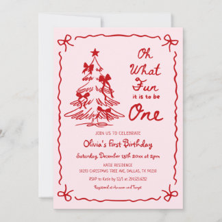 Oh What Fun One Christmas 1st Birthday Photo Einladung