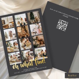 Oh What Fun Photo Christmas Personalized QR Code Folien Feiertagskarte