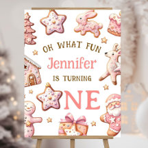 Oh What Fun Pink Christmas 1st Birthday Welcome