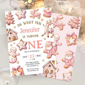 Oh What Fun Pink Cookies Christmas 1st Birthday Einladung