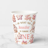 Oh What Fun Pink Cookies Christmas 1st Birthday Pappbecher (Rückseite)