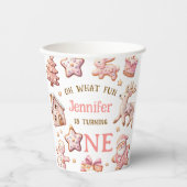 Oh What Fun Pink Cookies Christmas 1st Birthday Pappbecher (Vorderseite)