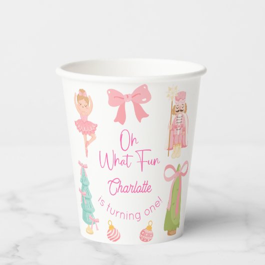 Oh What Fun Pink Nutcracker Birthday Pappbecher (Vorderseite)