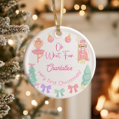 Oh What Fun Pink Nutcracker First Christmas Keramik Ornament