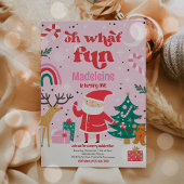 Oh What Fun Pink Santa Christmas Birthday Party Einladung