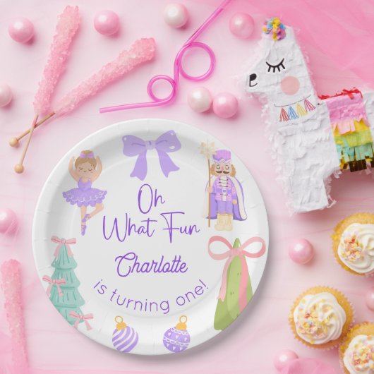 Oh What Fun Purple Nutcracker Birthday Pappteller (Party)